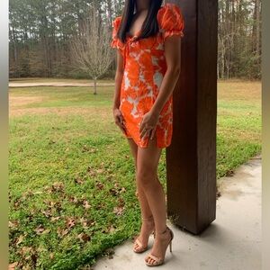Hello Molly Bright Orange and White Formal Dress